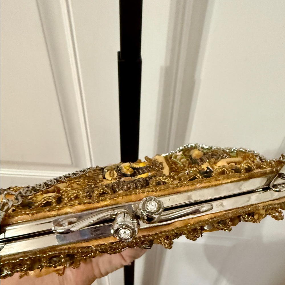 Embellished Gold, Amber‎ and Green Women's Evening Bag - Picture 5 of 7